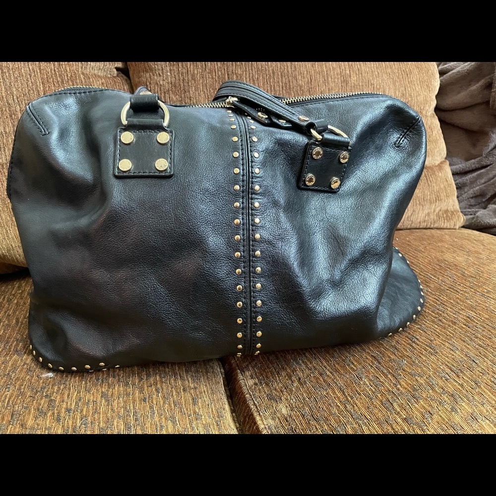 Michael Kors black leather Astor weekender